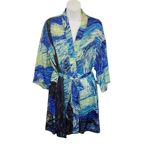 Van Gogh Robe Starry Night Womens Size Extra Large Kimono Exhibit Exclusive NEW - Picture 1 of 10